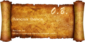 Oancsa Bence névjegykártya